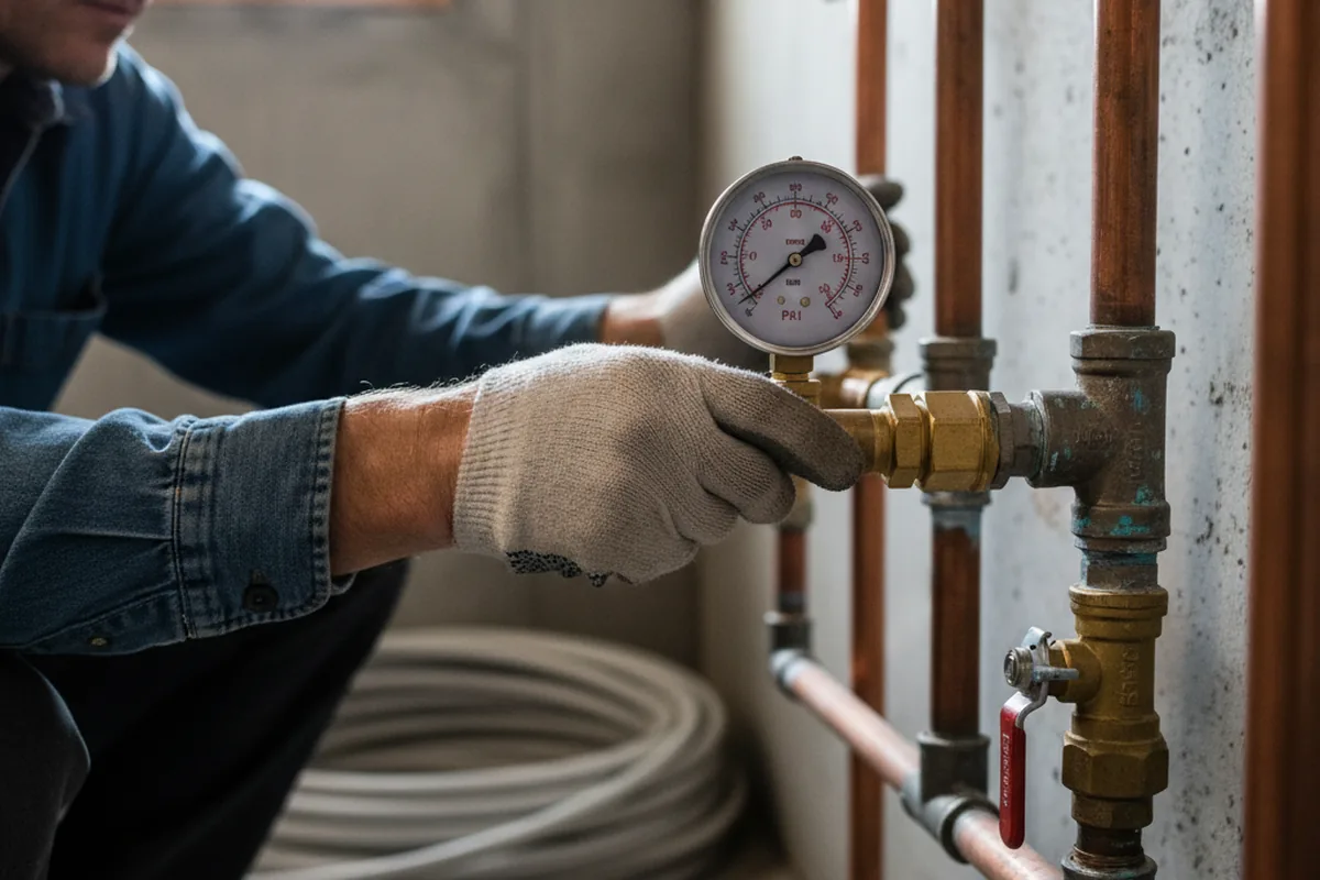 Pressure testing a repaired line during Water Line Repair in Slatersville